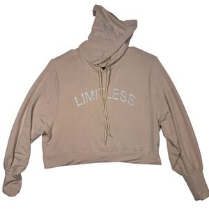 Nuon Cropped Hoodie Size M Limitless Graphic Tan